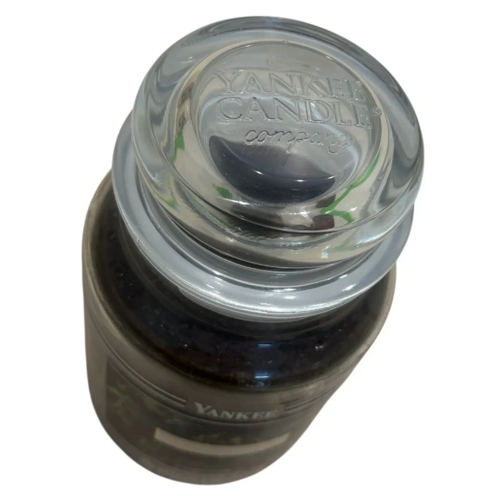Yankee Candle Jar Black Band Mistletoe Rare Vintage Holiday Green Pine 22 Oz